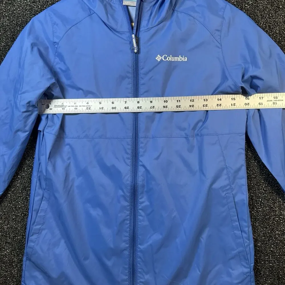 Columbia Kids Blue Hooded Full Zip Windbreaker Jacket Polyester L (14/16)